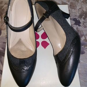 Women’s Black & Gray Wool/Leather Heels